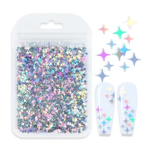 3D Tiny Star Nail Glitter Sequins for Women and Girls Made of Plastic