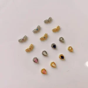 3D Water Drop Metal Alloy Nail Jewels Rhinestone Crystal Nail Art Decoration for Acrylic Nails DIY