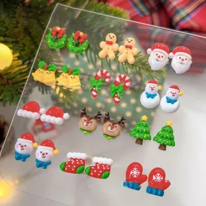 3D Xmas Kawaii Cute Nail Art Charms Plastic Resin Christmas Tree Snowman Reindeer Nail Decorations