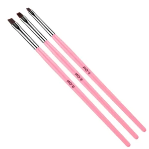 3PC Set Acrylic Nail Brush Dotting Phototherapy Painting Drawing Nail Art Polishing Brush Pink Handle