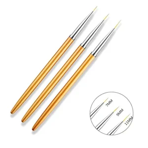 3Pcs 7 9 11mm Acrylic French Stripe Nail Art Liner Brush 3D Tips Stripes DIY Drawing Pen UV Gel Brushes Painting Manicure Tools