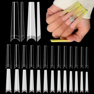 3XL Nail Tips Non No C Curve Soft Gel Half Cover Nail Tips Curve Long Coffin Acrylic False Tips Artificial Fingernails