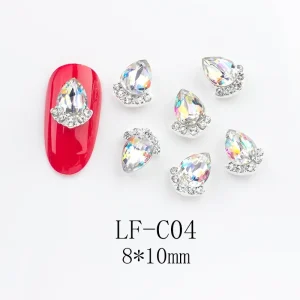 3d Luxury Shining Diamond Rhinestone Alloy Nail Art Decorations Charm Nail Jewelry Glass Crystal AB Metal Diamond
