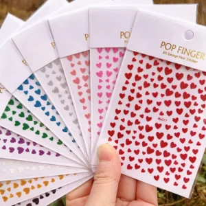 3d Nail Art Decals Valentine’s Day Black Red White Sweet Love Hearts Adhesive Sliders Nail Stickers Decoration for Nail Tips