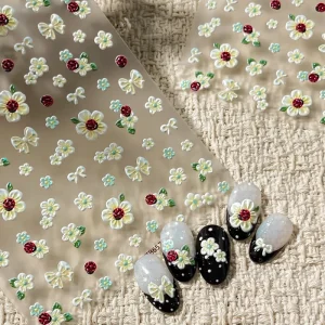 3d Summer Flower Oil Paintings Floral Nail Sticker Small Refreshing Nail Art Accessories Decorative Decals