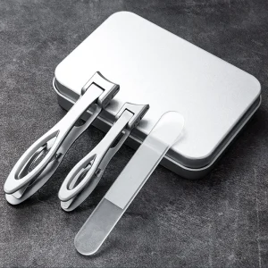 3in1 Stainless Steel Nail Clippers Set Seniors Thick Toenails Wide Jaw Heavy Duty Ultra Sharp Slanted Cutter Professional