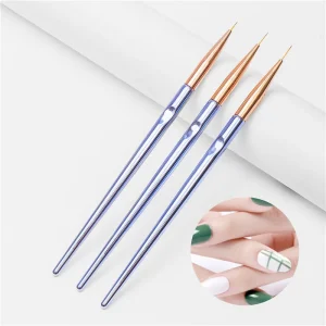 3pcs Professional Nail Art Liner Brush Purple Handle 3D Painting Brush Pen Beauty Manicure Tools
