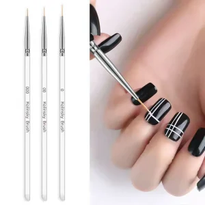 3pcs Set Nail Art Brush Manicure Tool Nails Salon Flower Painting Drawing Nail Brushes Sets