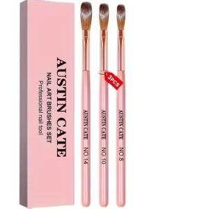 3pcs Set Nylon Acrylic Nail Brush Set Size 8 10 14 Nail Brushes for Acrylic Application Nail Art Brushes for Acrylic Powder