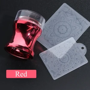 3pcs Set Silicone Nail Stamper Metallic Handle Nail Polish Stamping Plate
