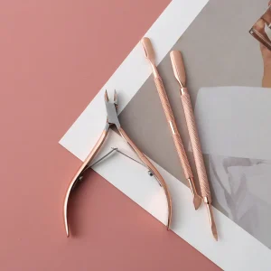 3pcs Stainless Steel Nail Cuticle Spoon Pusher Remover Cutter Nipper Clipper Cut Remover Trimmer Art Manicure Tool Model Cutter