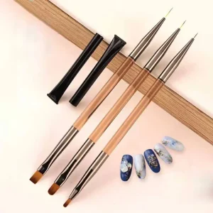 3pcs Transparent Detail Liner Painting Dual End Nylon Gel Nail Brush Set