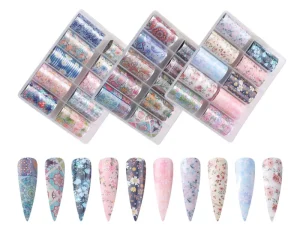 4*100cm Designer Nail Art Transfer Foil Kit Starry Sky 3D Paper Decals Waterproof Plastic Nails Decoration