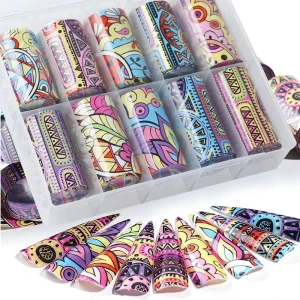 4*100cm Starry Sky National Style Nail Decals Stickers 10 Colors Set Plastic Transfer Paper for Nail Foil Decoration