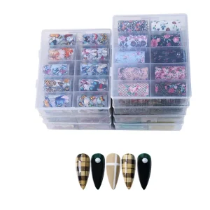 4*100cm Width Butterfly Flower Pattern Plastic 3D Design Transfer Stickers Nail Art Foil Roll Set