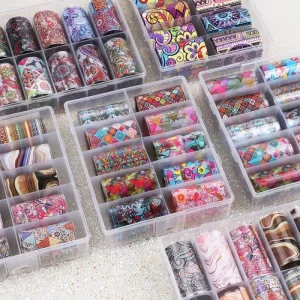 4*80cm Glitter Transfer Foil Nail Sticker 6 Pattern Flower Butterfly Snowflake Design for Nail Art Shinny New Styles