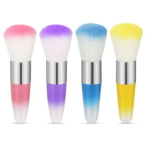 4 PCS Nylon Nail Art Dust Cleaning Brushes with Plastic Handle for Manicure Soft Hair Nail Art Powder Tools