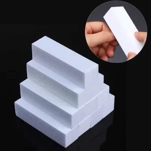 4 Side Natural Sanding Sponge Nail Buffers Files Block Grinding Polishing Manicure Pedicure Nail Art Tool