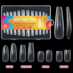 4 in 1 Line Nail Tips XXL Non C Curve 240Pcs Straight Nails ABS Custom Logo XL No C Cover Square Nail Tips
