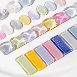 40pcs Set Nail Glass Transparent Color Card Gel Polish Display Water Ripple Oval Heart Sector Tips Manicure Chart