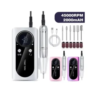 45000 RPM Electric Nail Drill Machine for Nails Electric File HD Display Metal Manicure Pen Professional Nail Lathe Sander
