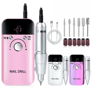 45000RPM Electric Nail Drill Machine Professional Drills for Gel Nails Polish Rechargeable Portable Nail File Manicure Tool