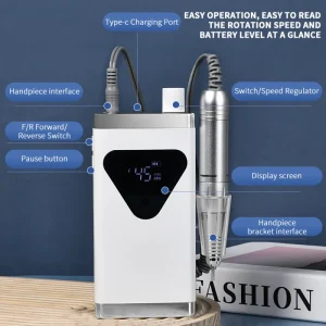 45000RPM High Speed Rechargeable USB Portable Nail Drill Machine Brushless Cordless Electric Professional Low Noise Nail File