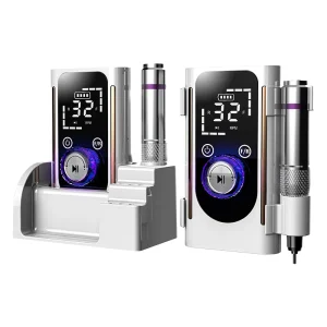 45000RPM Nail Art Drill Rig Rechargeable Low Noise Nail Art Grinder with LCD Screen Base and Clip Suitable for Nail Salon Tools