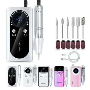 45000RPM Nail Drill Machine Electric Portable Nail File Rechargeable Sander for Gel Nails Polishing for Home Manicure Salon