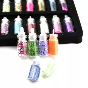 48 Colors Mixed Design Nail Art Decoration Set Nail Glitters Sequins Hexagon Pieces Caviar Beads Ideal for Nail Art Decorations