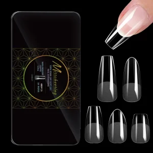 480Pcs Case Long Coffin Almond Square Stiletto French Style Full Cover Acrylic Clear Finger Use False Nail Tips 16 Sizes