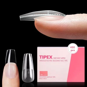 480Pcs Full Cover Nail Tips Long Coffin Pre Sculptled Tipex Nail Tips