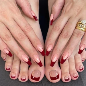 48Pcs Hand Foot Manicure Combo Series Artificial False Nails Toenails Fashion Solid Color French Wearable Finished Fake Nails