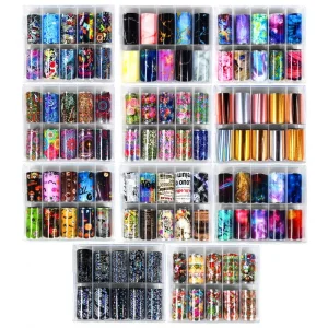 4X100CM Nail Transfer Foils Paper Roll Set Nail Art Foil Polish Sticker Nail Transfer Foils