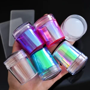 4cm Transparent Nail Stamper with Scraper Jelly Silicone Stamp for French Nails Manicuring Kits Nail Art Stamping Tool Set