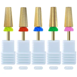 5 1 Gold Tungsten Steel Nail Buffer Tool Flat Conical Tip Gel Polish Removal Cuticle Cleaning Professional Nail 10g