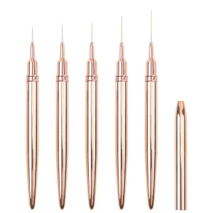 5 9 11 15 20mm Customized Size Synthetic Kolinsky Liner Brush Nail Art Extra Fine Rose Gold Ultra Thin Liner Nail Brush