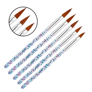 5 Piece Acrylic Glitter Handle Nail Pen Carving Acrylic Extending Crystal Nail Brush