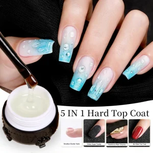 5 in 1 Clear Water Ripple Gel Polish 5ml No wipe Top Coat Reinforcement Adhesive Nail Shape Wave Gel Nail Polish