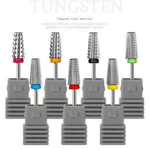 5 in 1 Tungsten Carbide Nail Drill Bits C F M XC 2XC High Hardness Corrosion Resistant Nail Polishing Bits