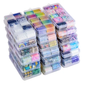 50 Designs 3D 2.5x100cm Holographic Nail Art Transfer Foil Sticker Starry Sky AB Paper Wraps Adhesive Decals for Nails