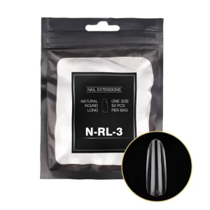50 Pcs Bag Acrylic Nails Pink Tips Full Cover Natural Round Long Nail Tips Refill Pack #3