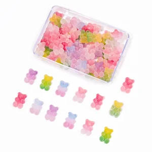 50 Pcs box Cute Gummy Bear Nail Art Charms Candy Colorful Carton Bear Nail Aart Jewelry DIY Manicure Nail Decoration