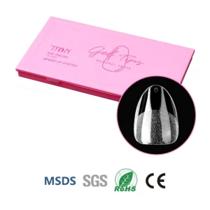 500PCS Pre Etched Salon Quality Ultra Short French Nail Tips Custom Logo Extra Short Almond Half Matte Gel Nail Tips 15 Sizes