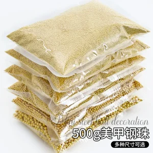 500g Bag Bulk Steel Ball Nail Art Charms 8mm Gold Silver Red Black Rose Gold Plating Round Caviar Beads Decoration