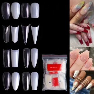 500pcs Bag French Various Sharpe Nail Art Tips Square Coffin Almond C Curved ABS False Nails Press on Nails Tips