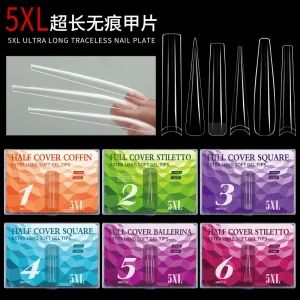 500pcs Box 3XL Nail Tips Non No C Curve Coffin Stiletto Straight ABS Nails Clear Custom Logo XXL XXXL Tapered Square Nail Tips