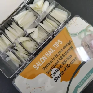 500pcs Box Pointed Stiletto Nail Tips Half cover Artificial Curved Nail Tips French Style Clear Natural False Nail Tips TD41