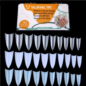 500pcs Box Short Sharp Stiletto Artificial Nail Tips for Nail Art Practice Manicure Supplies DIY Salon Nail Decoration