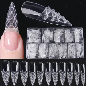 500pcs Coloured Glaze Design Press Nails Stiletto Square Trapezoid Artificial Fake Nail Extensions for Finger Application